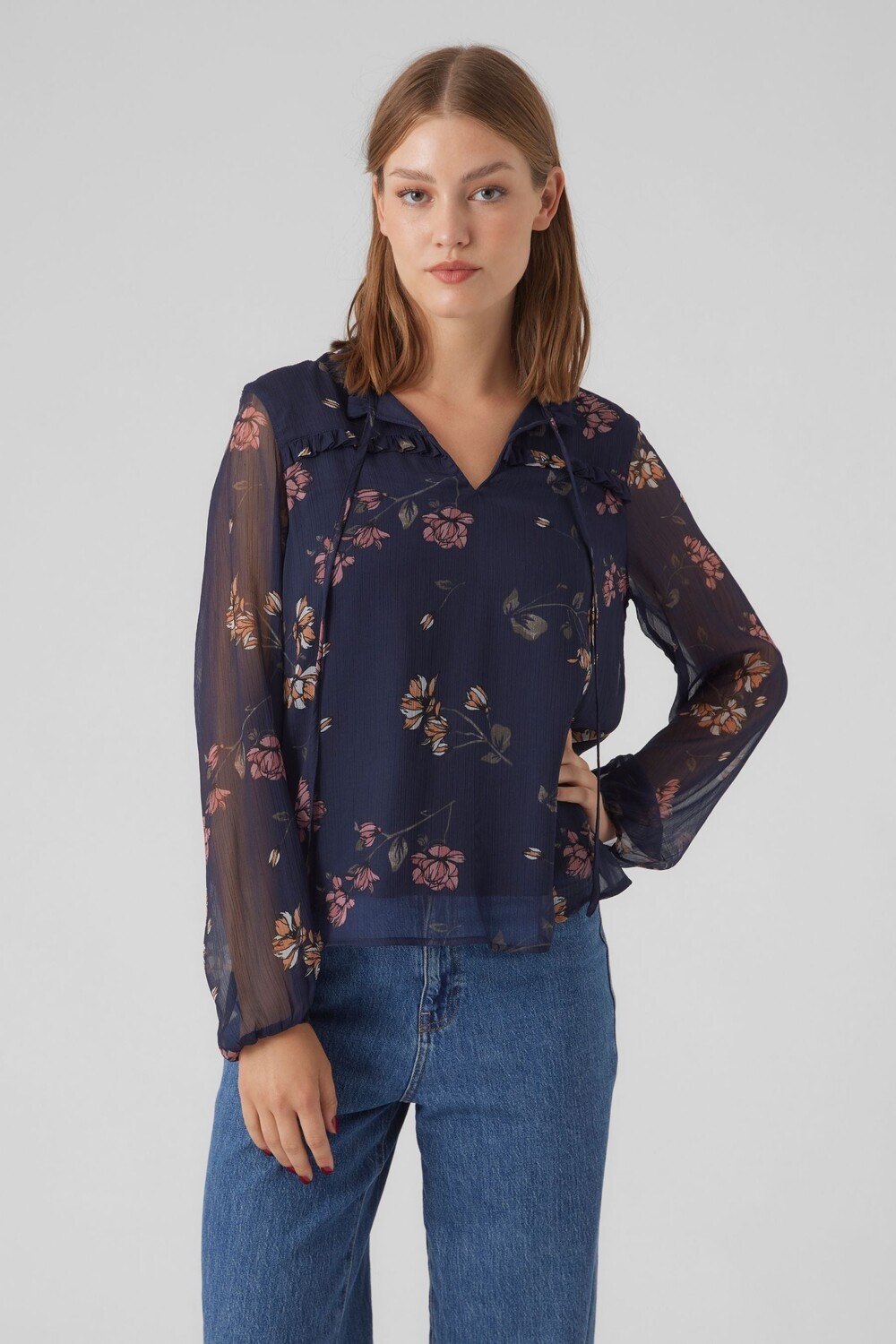

Блуза Vero Moda с воротником-бретелькой и каплевидным вырезом VERO MODA, синий