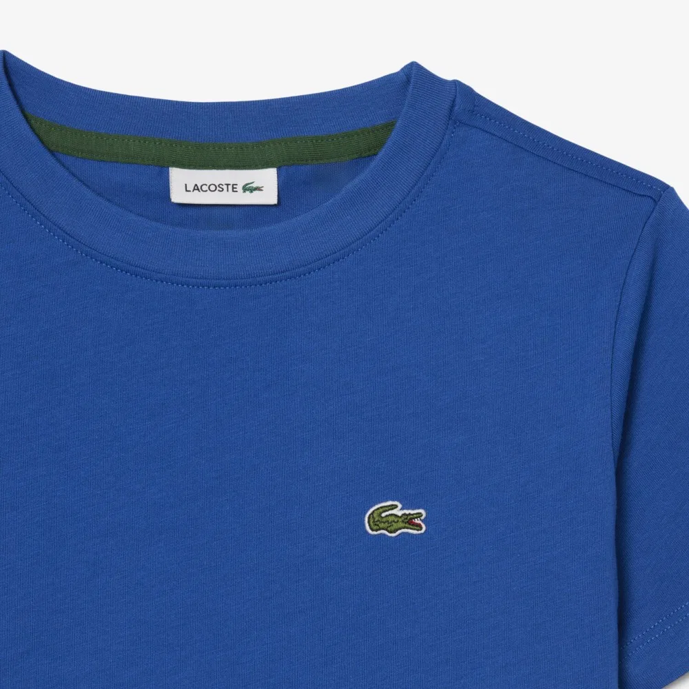 Детская базовая хлопковая футболка Lacoste, синяя — фото 4