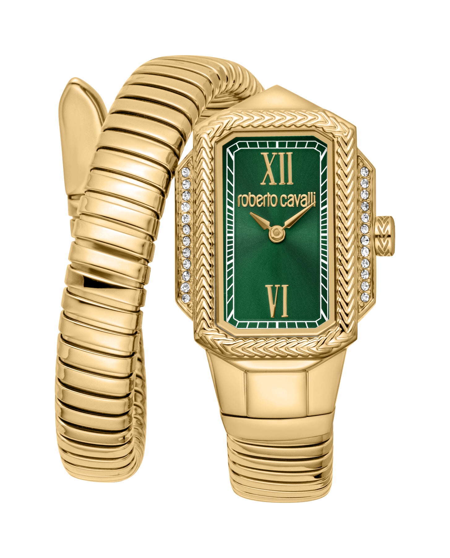 

Женские часы Roberto Cavalli из нержавеющей стали с изображением змеи, золотой