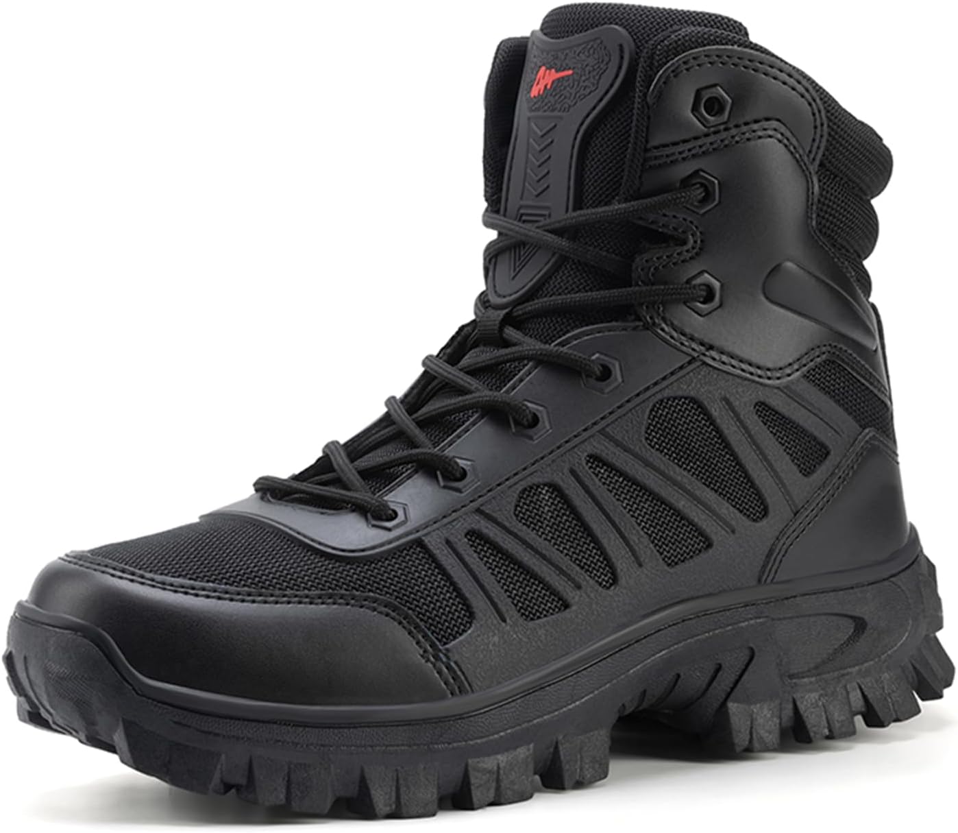 

Мужские ботинки TengfeiFly средней высоты с кожаной сеткой, 15 см, военные тактические, легкие, дышащие, с нескользящей подошвой для походов, боевых действий, мотоциклов, джунглей, пустынь, походов с рюкзаком и работы на открытом воздухе, черный