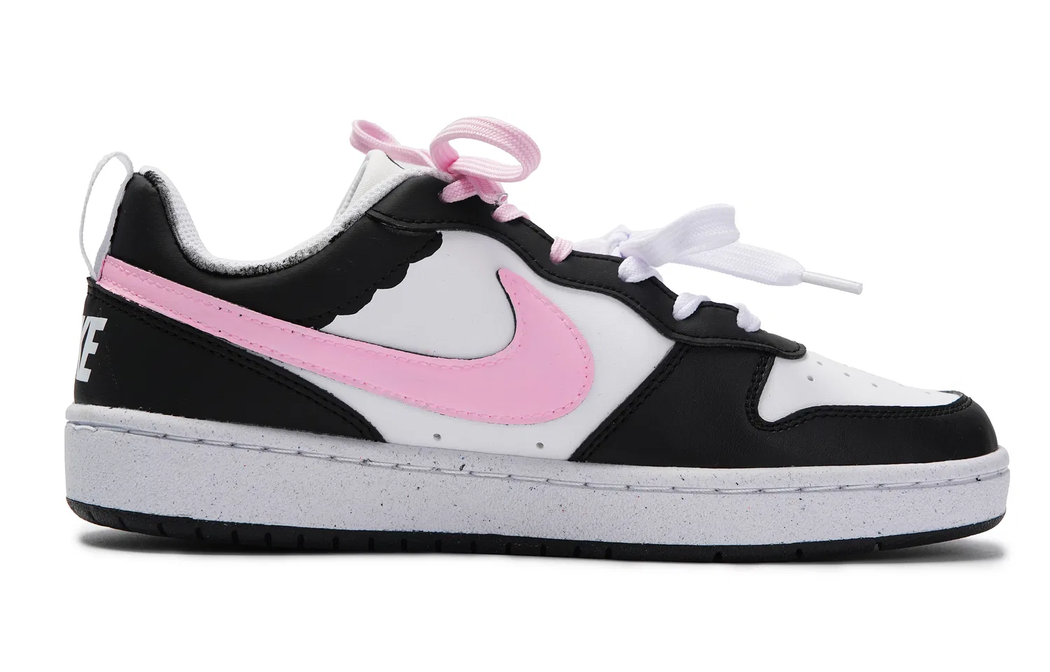 Кроссовки для скейтбординга Court Borough Cushioning Low top Kids' Black Silver Teenagers Nike, Black Pink Flower-Shopping Bag — фото 4