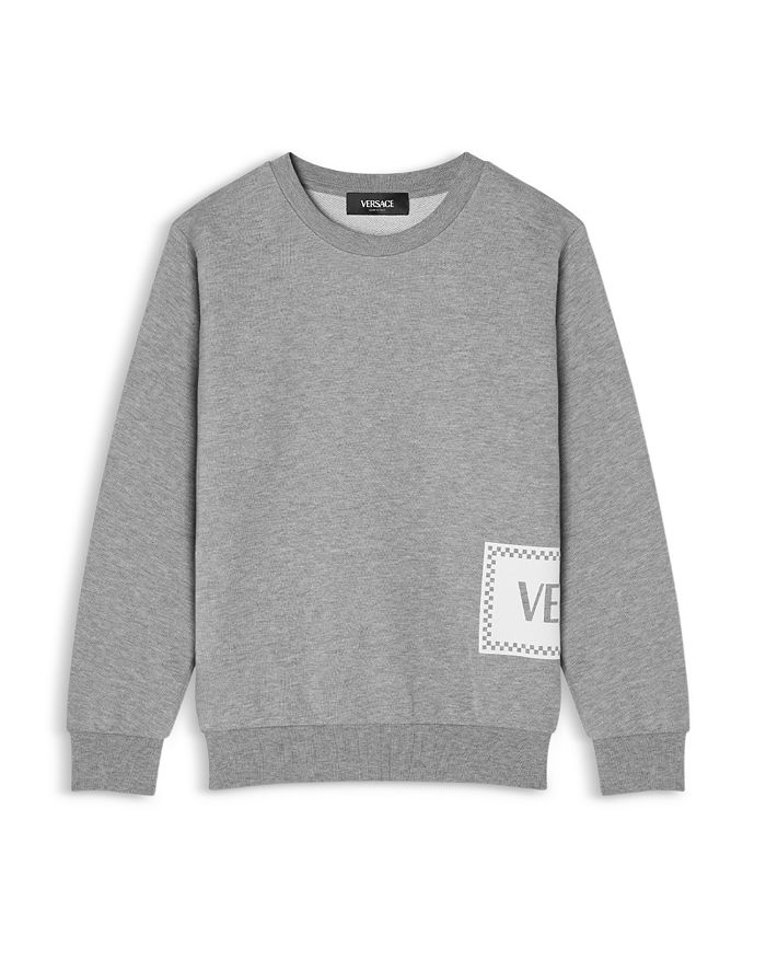 

Унисекс меланжевая флисовая толстовка '90 с принтом Damier — для малышей и детей постарше Versace, серый