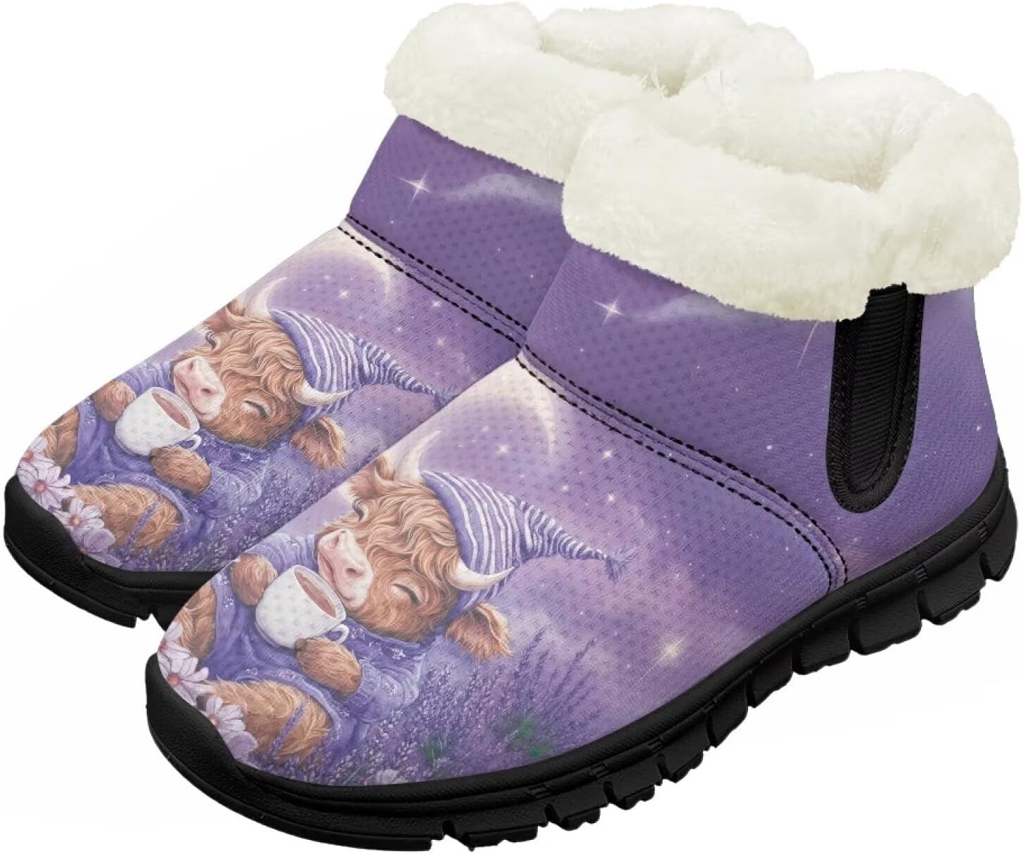 

Зимние ботинки Chririnla для малышей, мальчиков и девочек, теплые низкие ботинки с искусственным мехом для холодной погоды на улице, Coffee Highland Cow