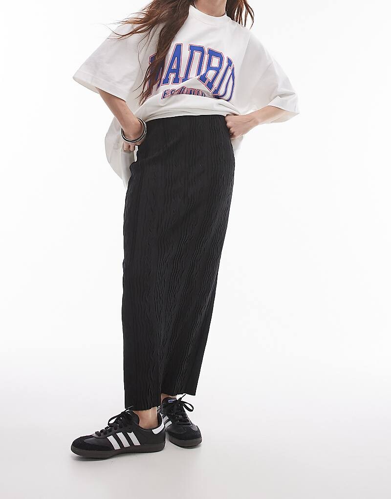 

Черная плиссированная юбка миди Topshop