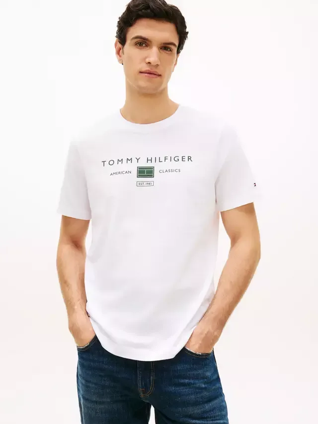 Футболка с логотипом Jersey Logo, стандартного кроя, белая Tommy Hilfiger