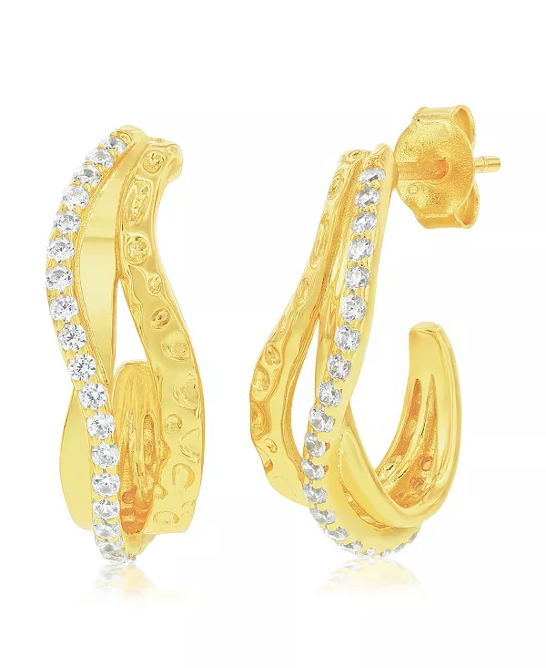 

Серьги-Полукольца с фианитами волнистого дизайна из стерлингового серебра Simona, gold