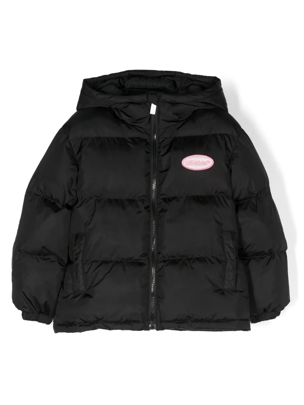 

Пуховик с нашивкой-логотипом OFF-WHITE KIDS, черный