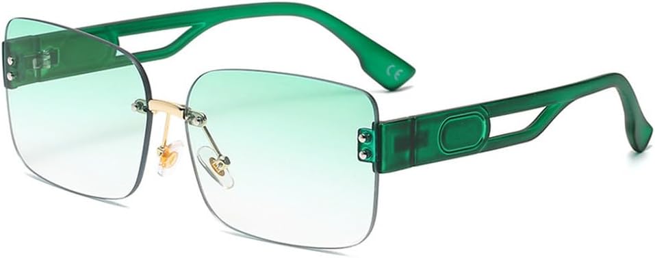 

Солнцезащитные очки без оправы, прямоугольные, синие, для женщин и мужчин, 2027 год. Солнцезащитные очки с градиентными линзами, прямоугольные, без оправы MTZJH, C5 Green