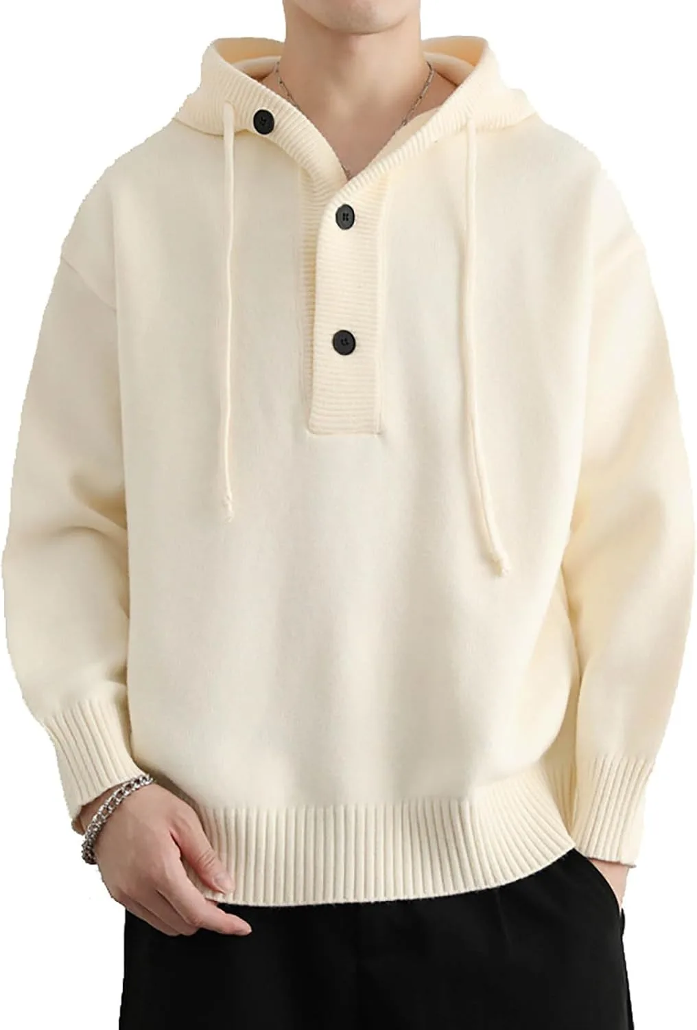 

Толстовка с капюшоном на пуговицах, Casual, длинный рукав