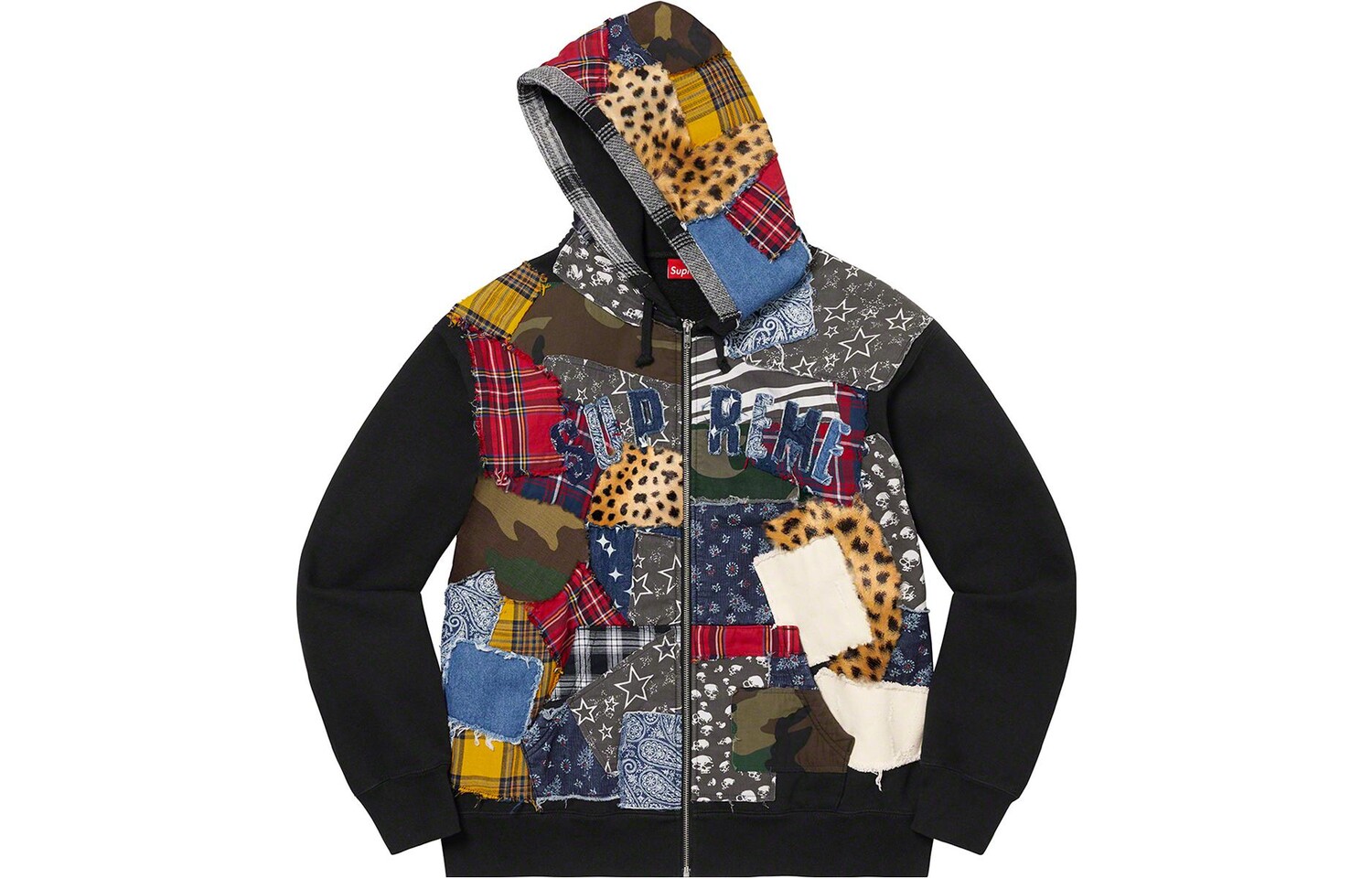 

Толстовка Supreme Patchwork Zip Up, черный