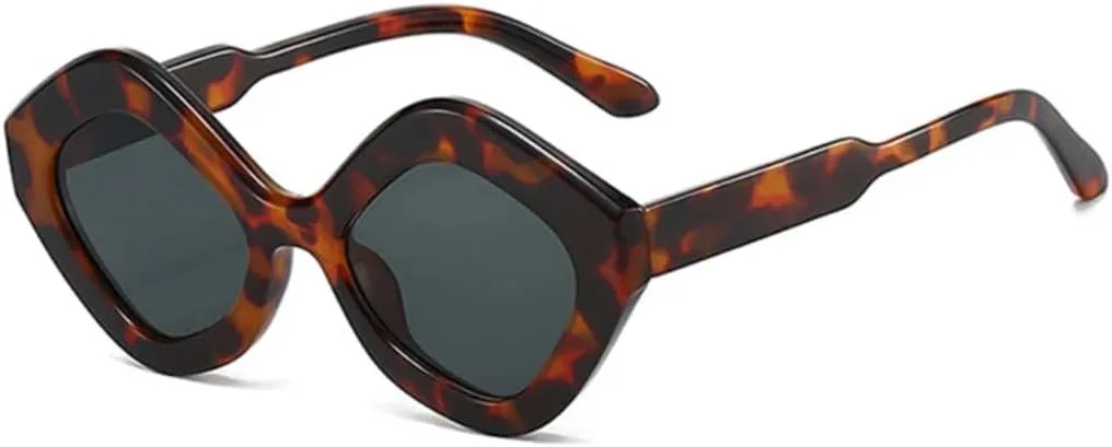 

Ретро-солнцезащитные очки «кошачий глаз» в форме неправильного многоугольника, женские, с защитой от УФ-излучения UV400, модные мужские TVTBBVV, Leopard Black