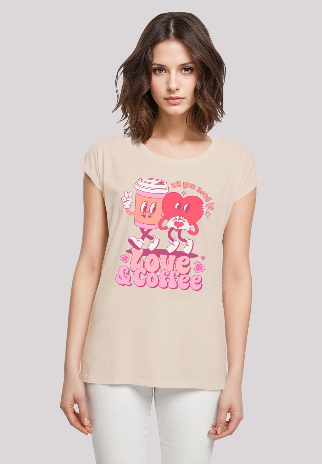 

Футболка с принтом LOVE AND COFFE VALENTINSTAG F4NT4STIC, песочный