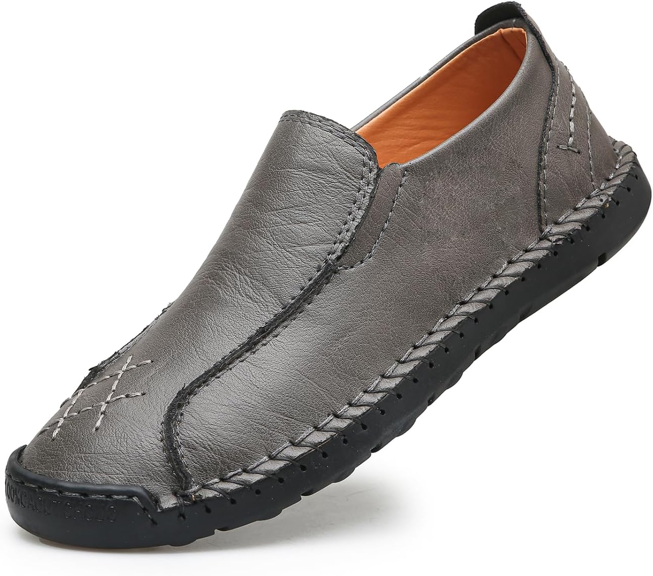 

Мужские кожаные слипоны-пенни лоферы, повседневные туфли для прогулок и вождения, ручной работы, комфортные мокасины Dacnakby, серый