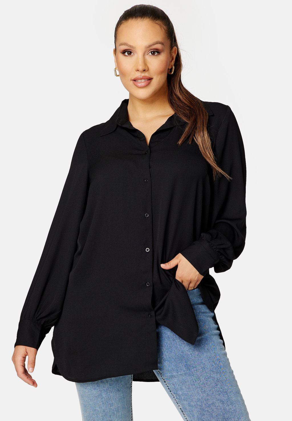 

Блузка на пуговицах LONG SHIRT Bubbleroom, черный