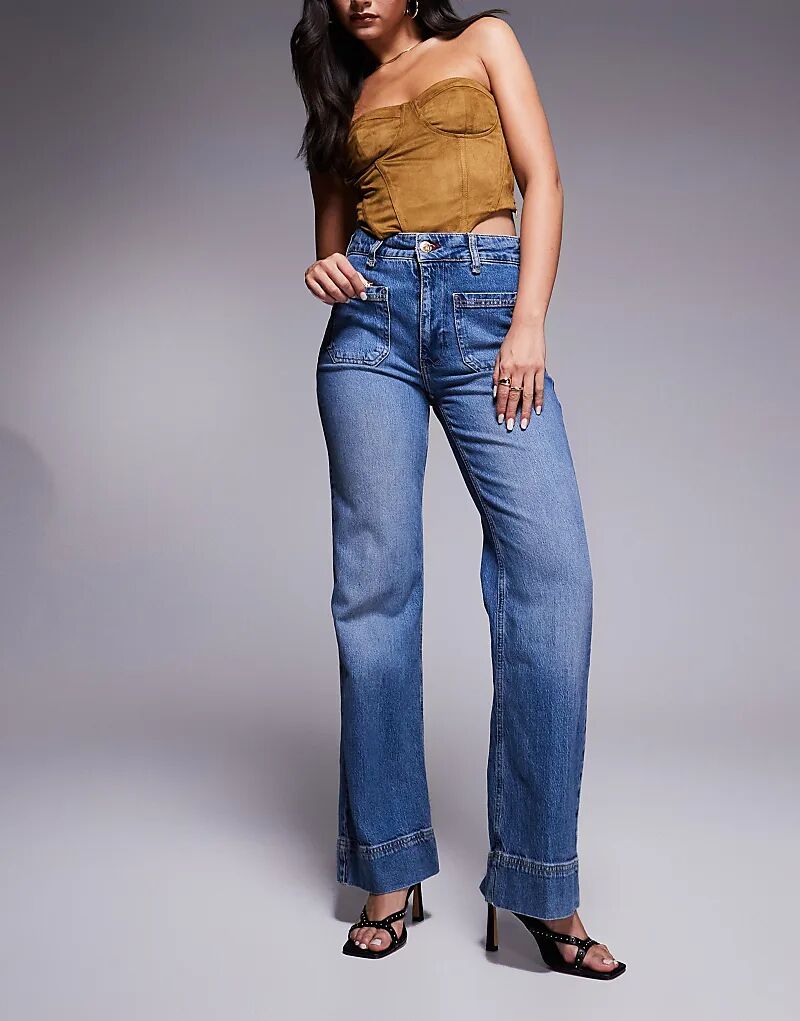 

Джинсы широкого кроя в полувыцветшем синем цвете River Island