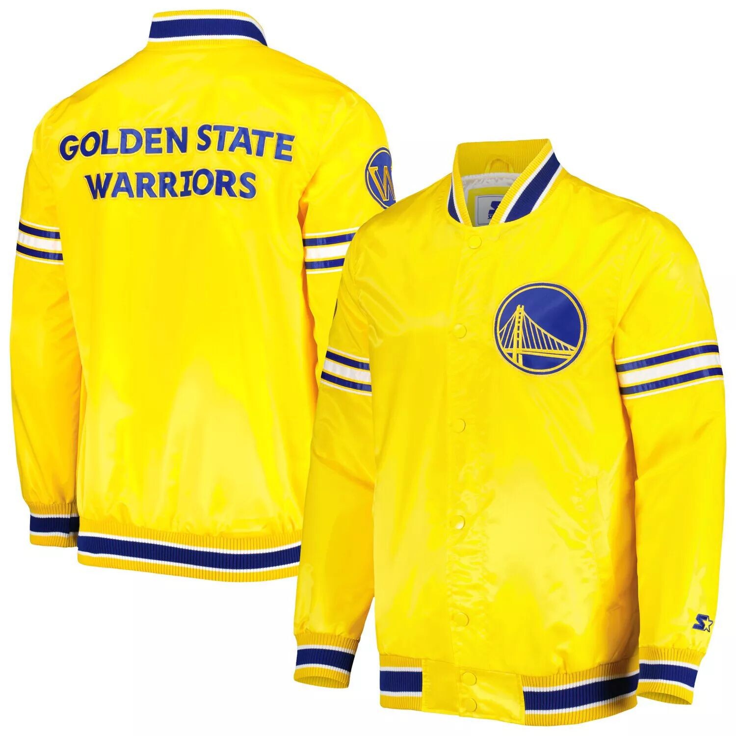 

Мужская атласная университетская куртка с длинными кнопками Golden State Warriors Slider золотистого цвета Starter, Желтый, Мужская атласная университетская куртка с длинными кнопками Golden State Warriors Slider золотистого цвета Starter