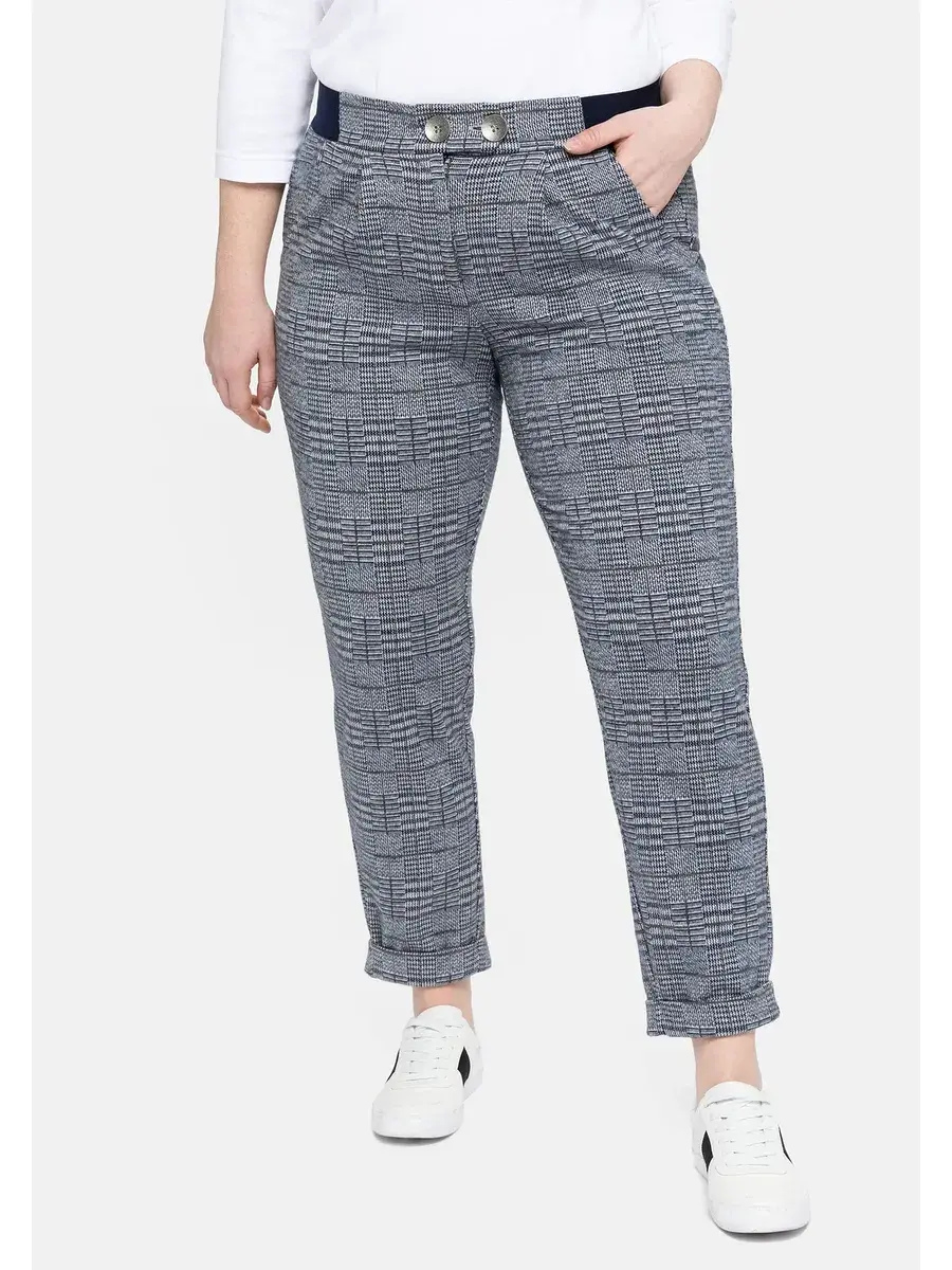 

Брюки-чиносы Sheego "больших размеров" с клетчатым узором и складками, цвет Karo