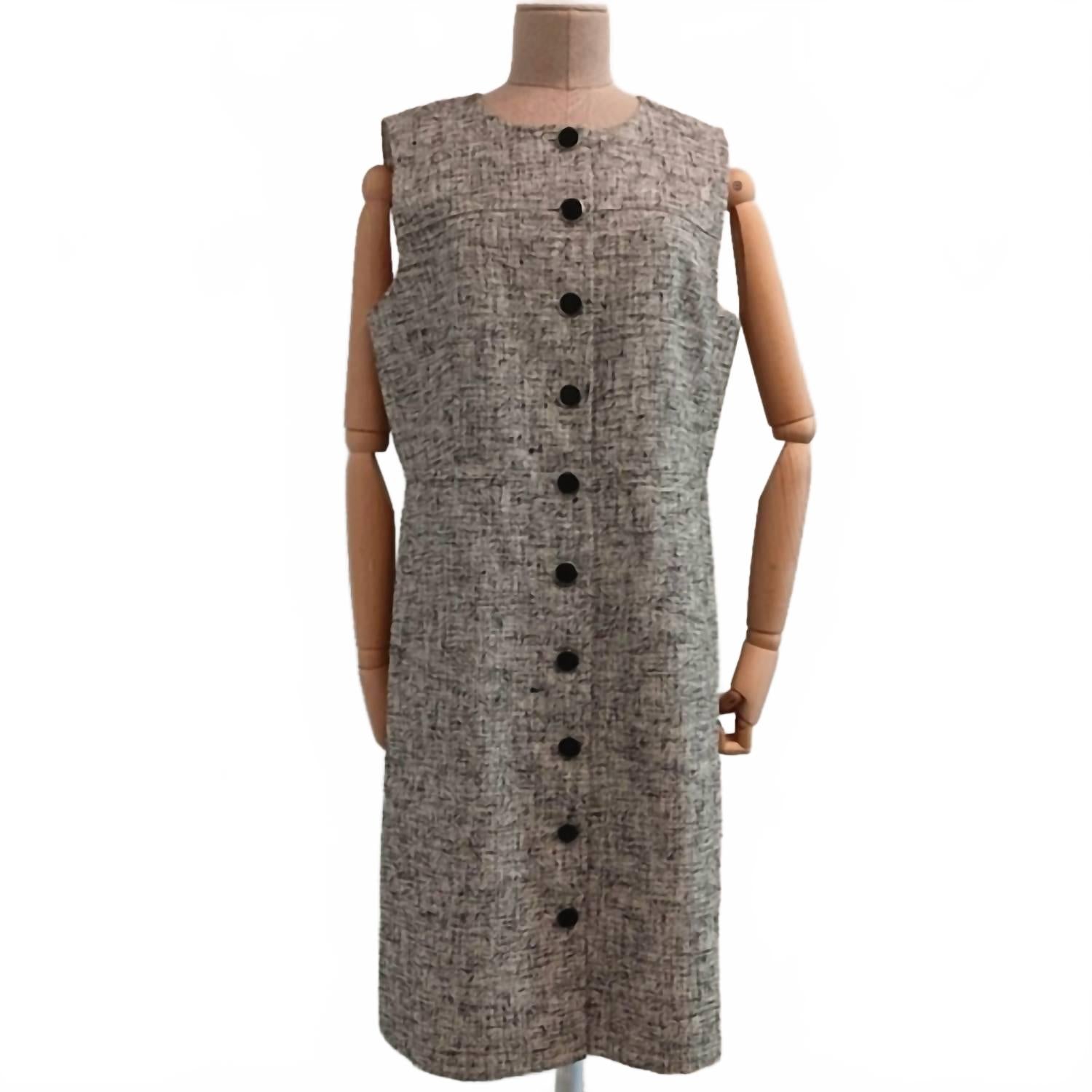 

Женское серое платье без рукавов на пуговицах из льняной смеси Lafayette 148, серый