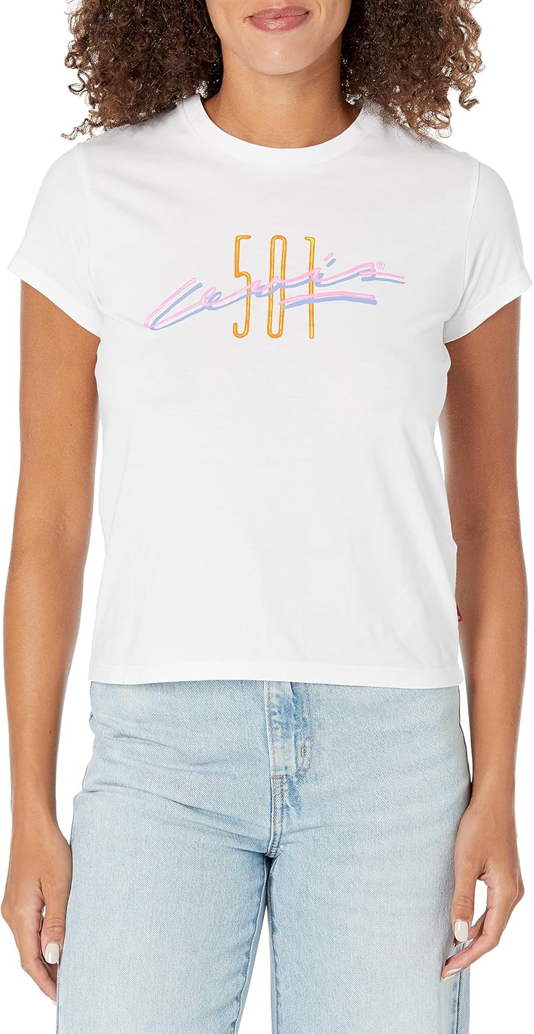 

Женская мини-футболка Levi's Graphic Ringer, 501 California Bright White, Белый, Женская мини-футболка Levi's Graphic Ringer, 501 California Bright White