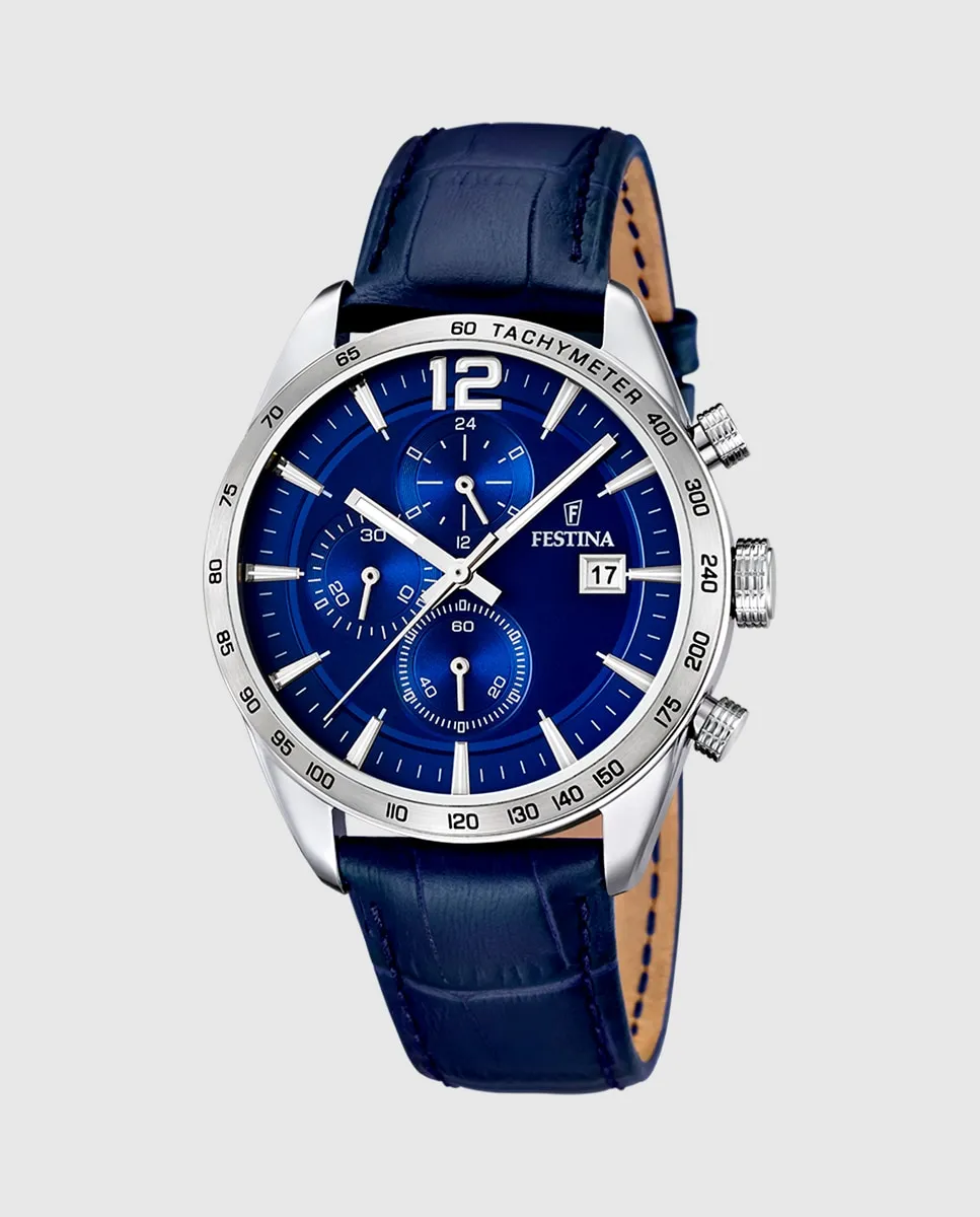 

F16760/3 Мужские часы Timeless Chronograph в синей коже Festina, синий