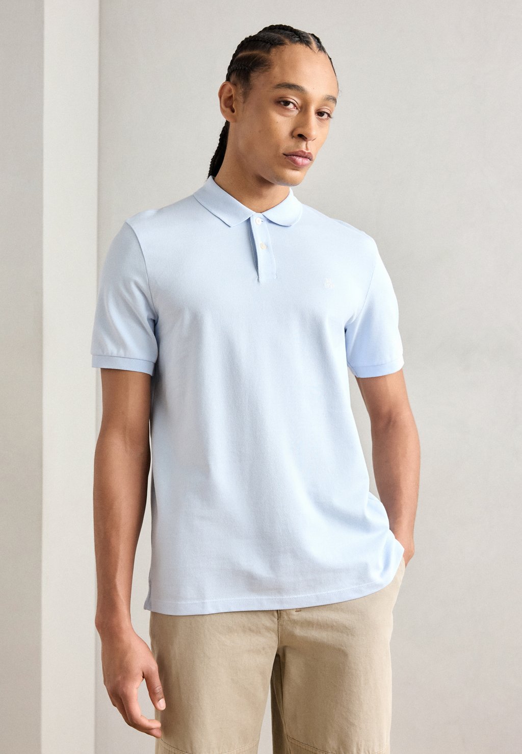 

Рубашка поло SHORT SLEEVE BUTTON PLACKET SLITS AT HEM Marc O'Polo, светло-голубой