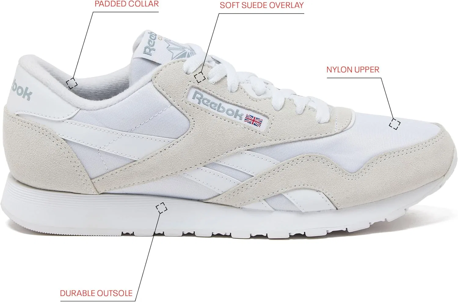 Мужские классические нейлоновые кроссовки Reebok, White Opulent Garden — фото 2