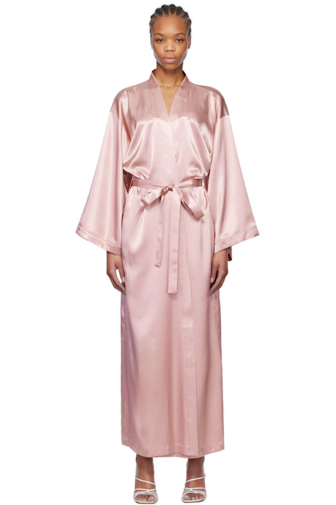 

Розовый халат с логотипом из стразов Blumarine