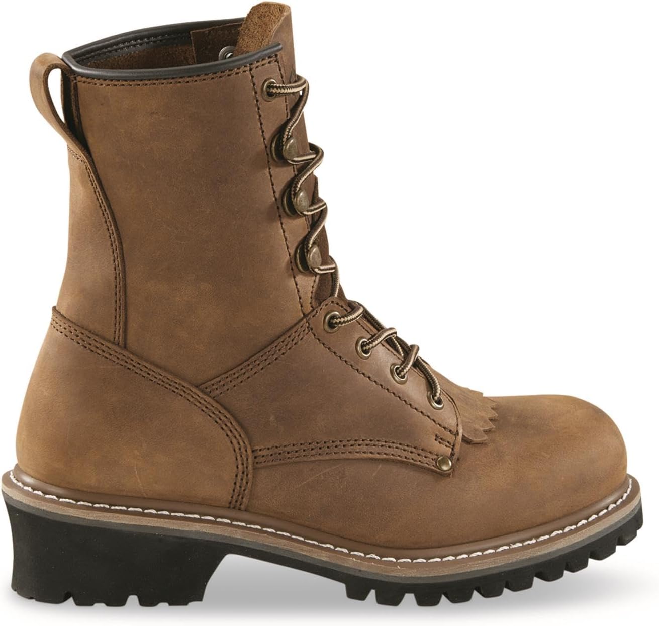 Ботинки Guide Gear Men's Sawtooth 2.0 Logger с кожаными верхами и резиновой подошвой, коричневый — фото 3