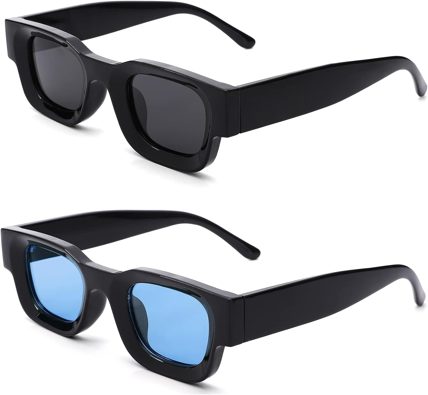 

Солнцезащитные очки Hycredi прямоугольной формы для женщин и мужчин, массивные квадратные поляризованные солнцезащитные очки в стиле ретро 90-х, защита UV400, A2* 2 Pack - (Black/Grey +Black/Blue)