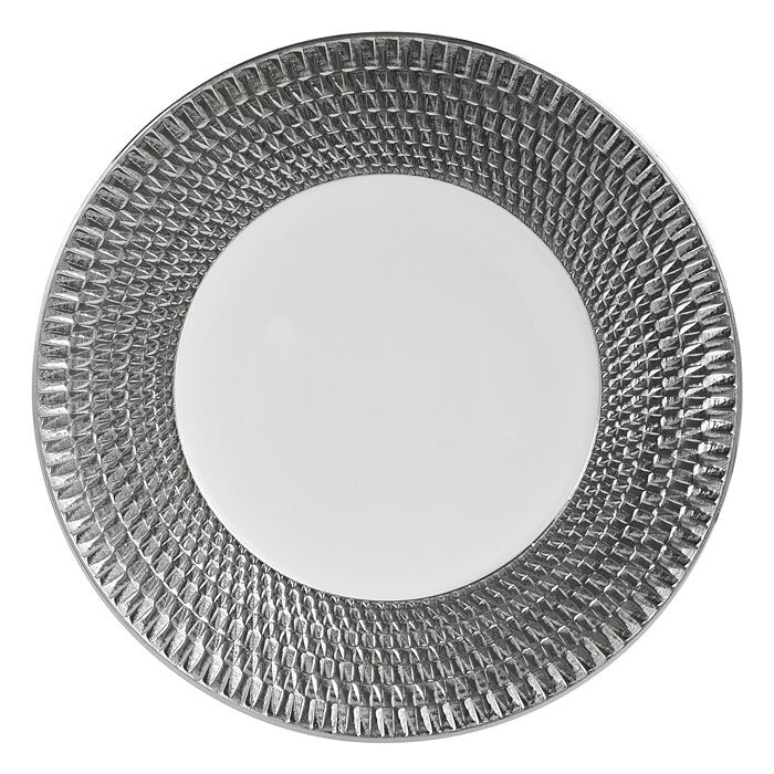 

Сервизная тарелка Bernardaud Twist Platinumная, белый