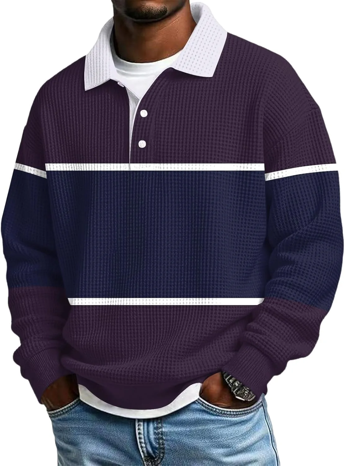 

Футболка-поло Waffle для мужчин Slim Fit с длинным рукавом FlekmanArt