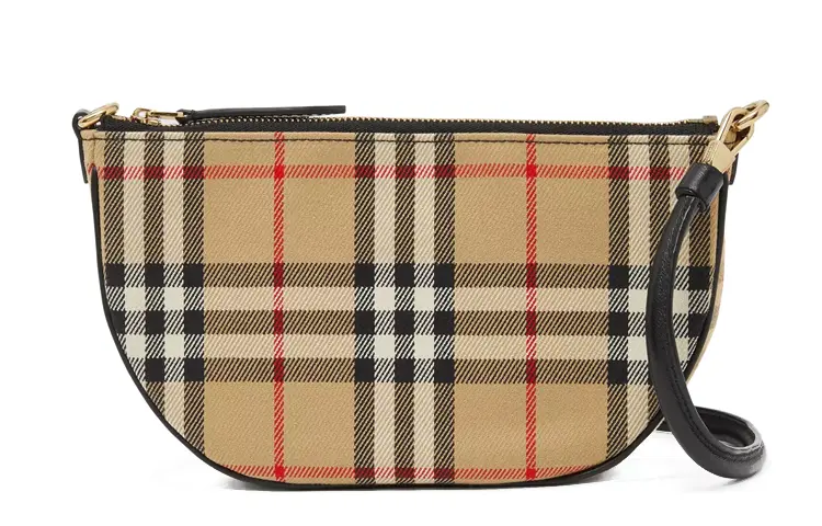 Женская сумка-полумесяц Burberry Olympia из канваса с кожаной отделкой — фото 4