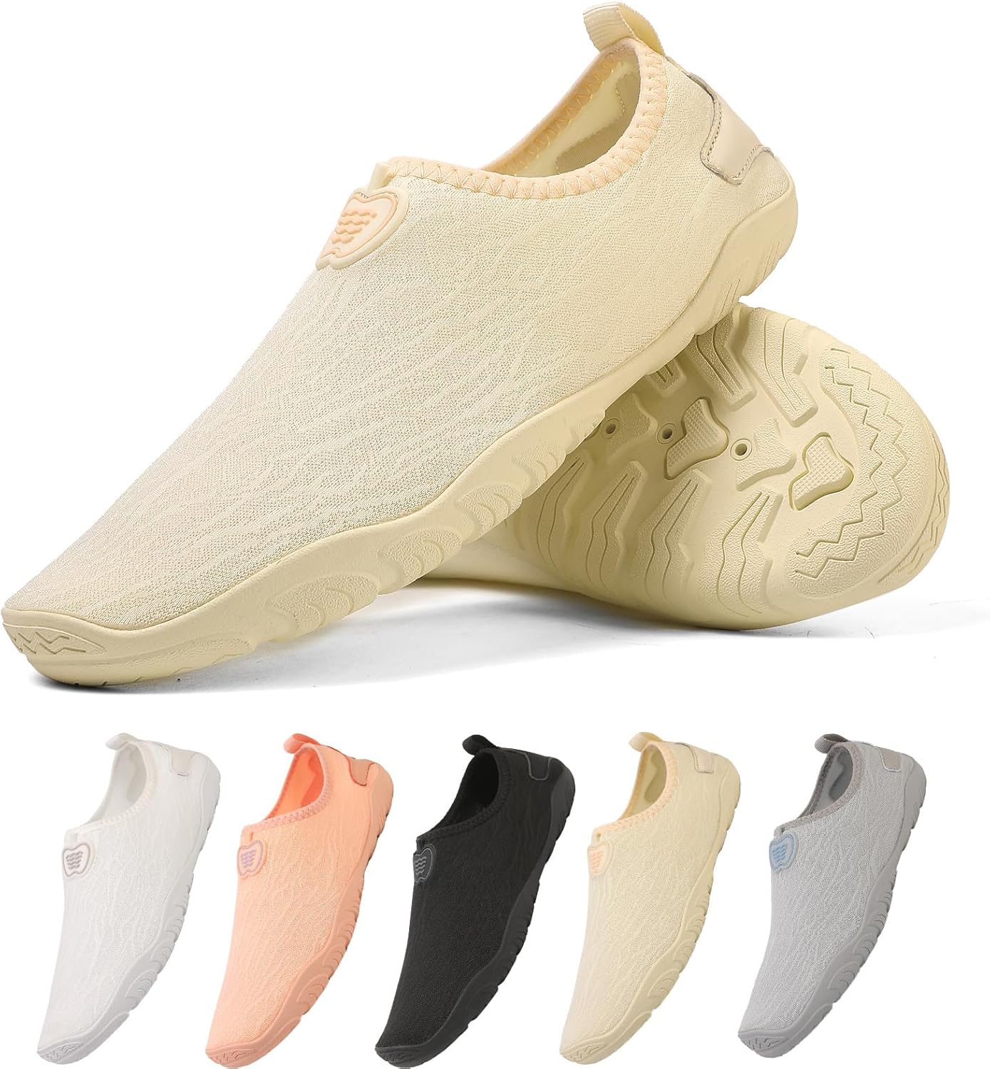 

Кроссовки для женщин и мужчин унисекс, быстросохнущие, с нескользящей подошвой, широким носком Feedmoo, бежевый