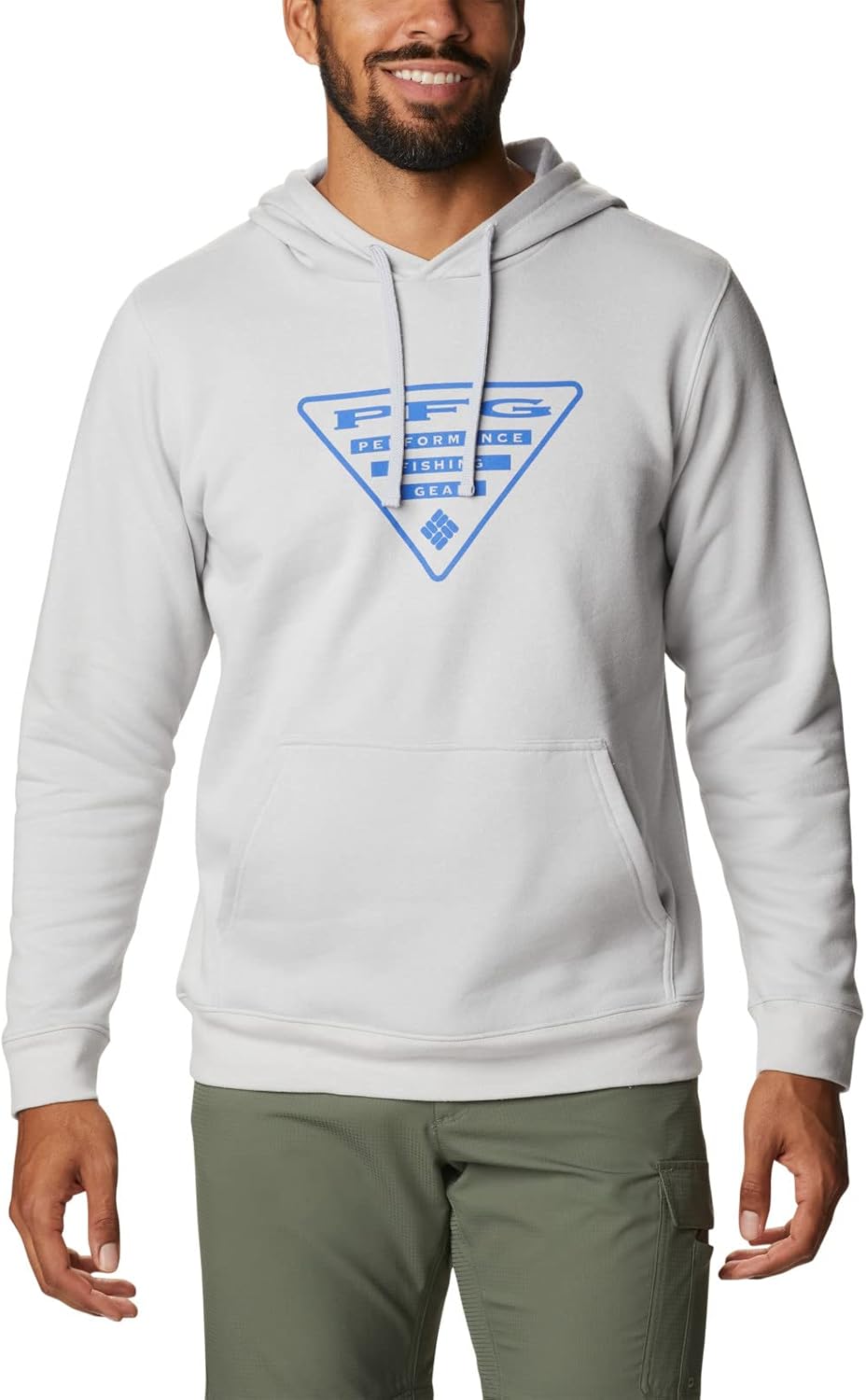 

Толстовка Columbia mens Pfg Triangle II Hoodie, Cool Grey/Vivid Blue