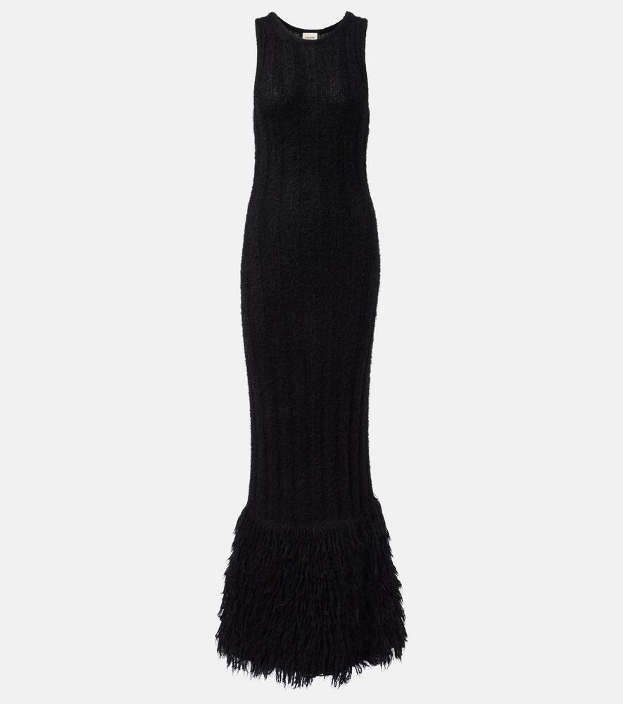 

Платье макси Fiore из шёлка и кашемира Khaite, Black