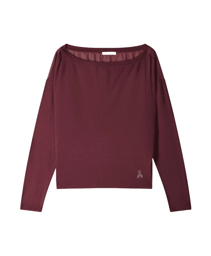 

Женская футболка бордового цвета, зеленая линия Patrizia Pepe, красный