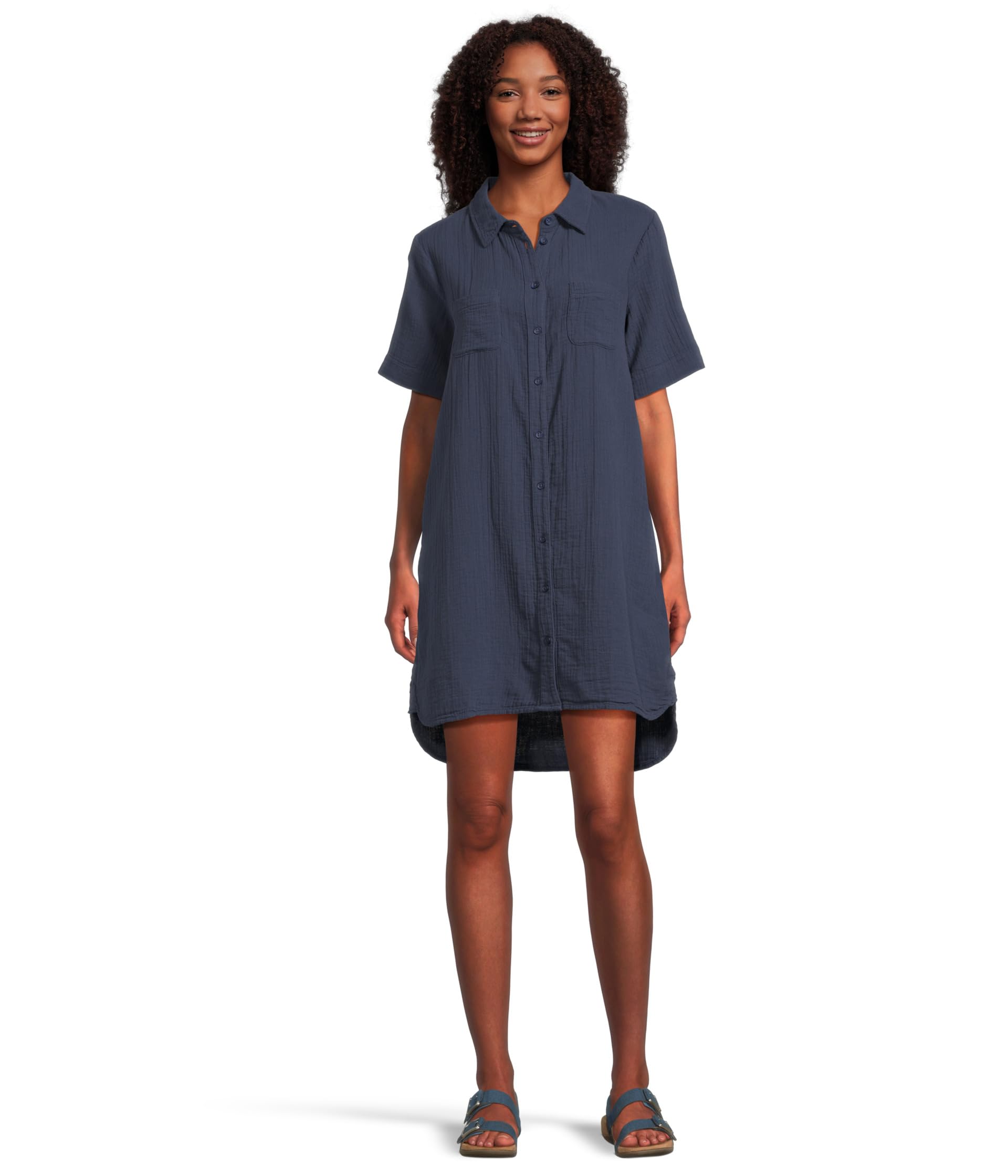 

Платье Mod-o-doc Half Sleeve Swing Shirt Dress, Vibrant Navy