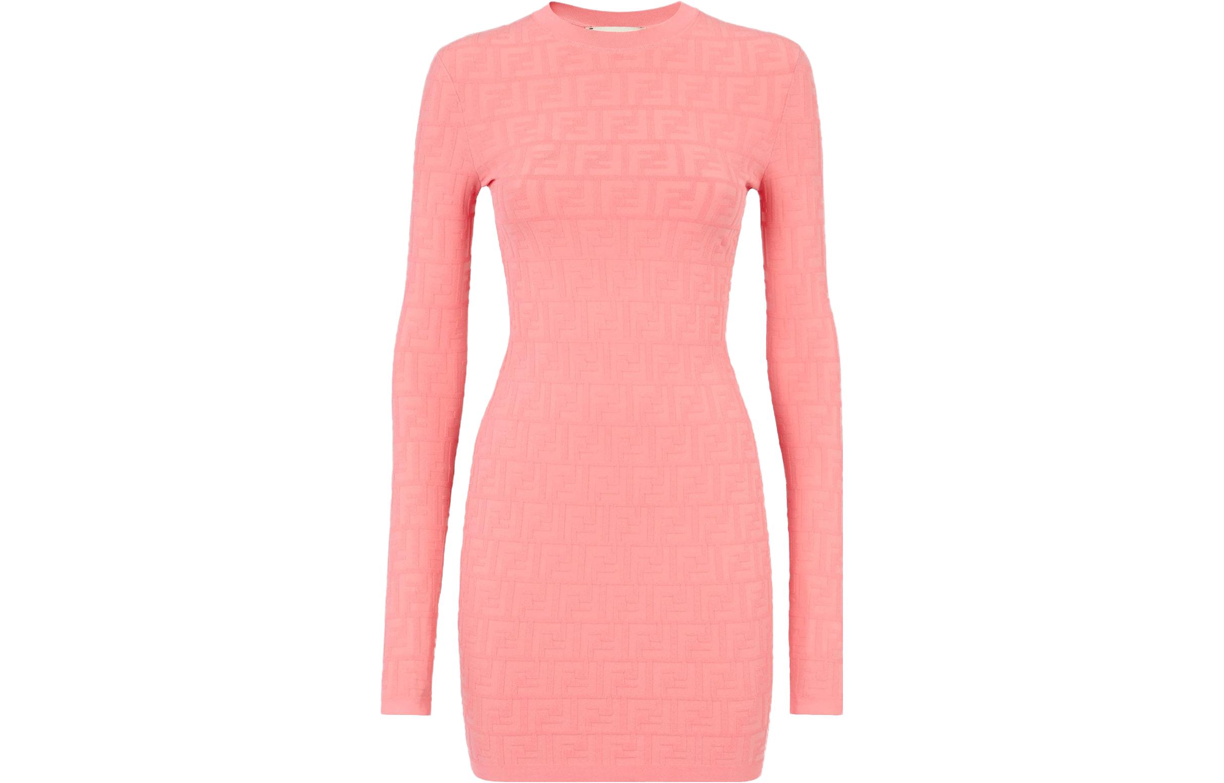 Ff Motif платье с длинными рукавами FENDI, розовый