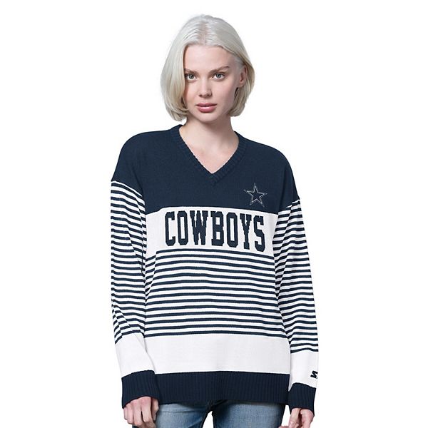 

Женский свитер v-neck в полоску Dallas Cowboys No Huddle, цвет navy Starter