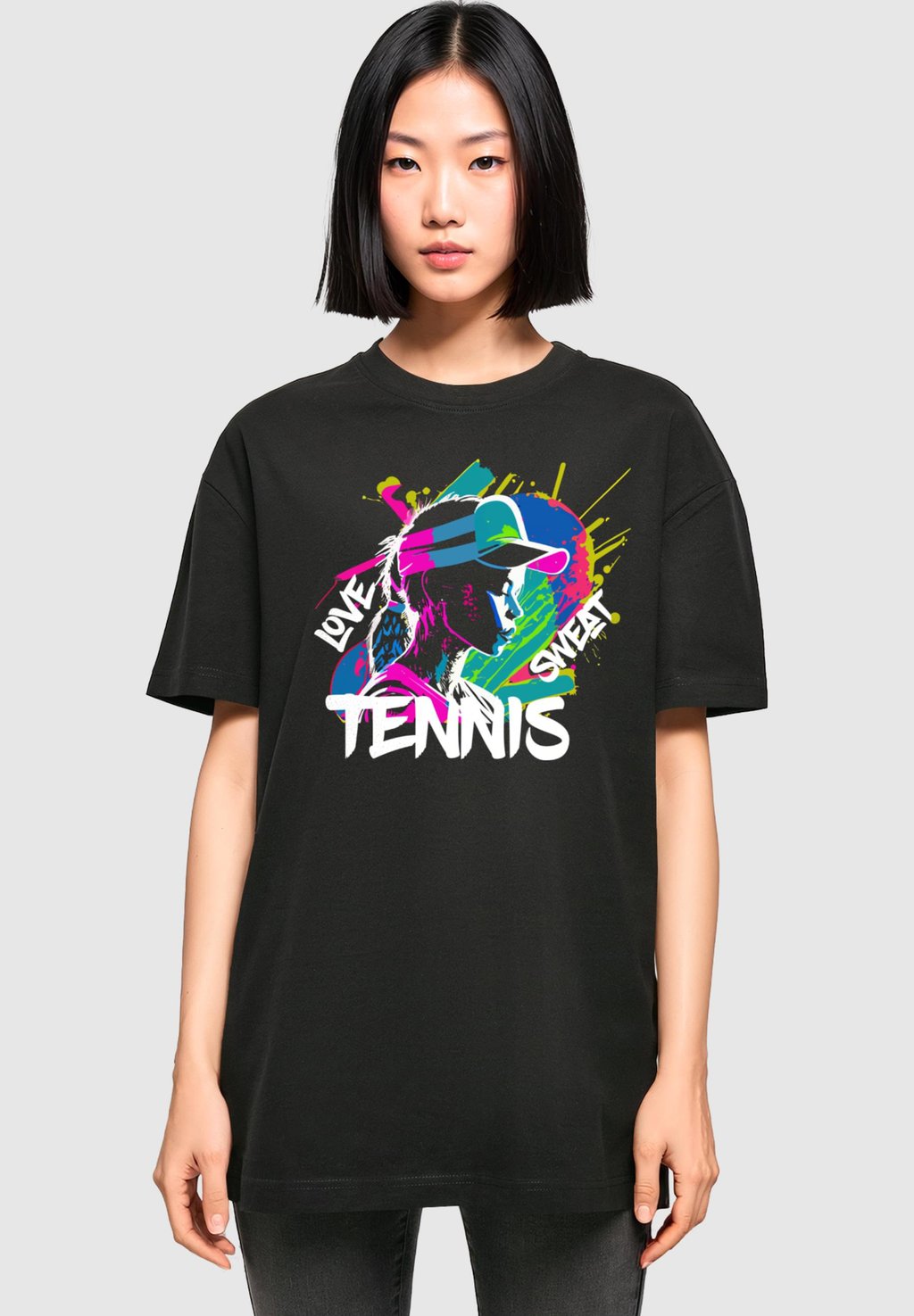 

Футболка с принтом TENNIS LOVE SWEAT BOYFRIEND Merchcode, черный