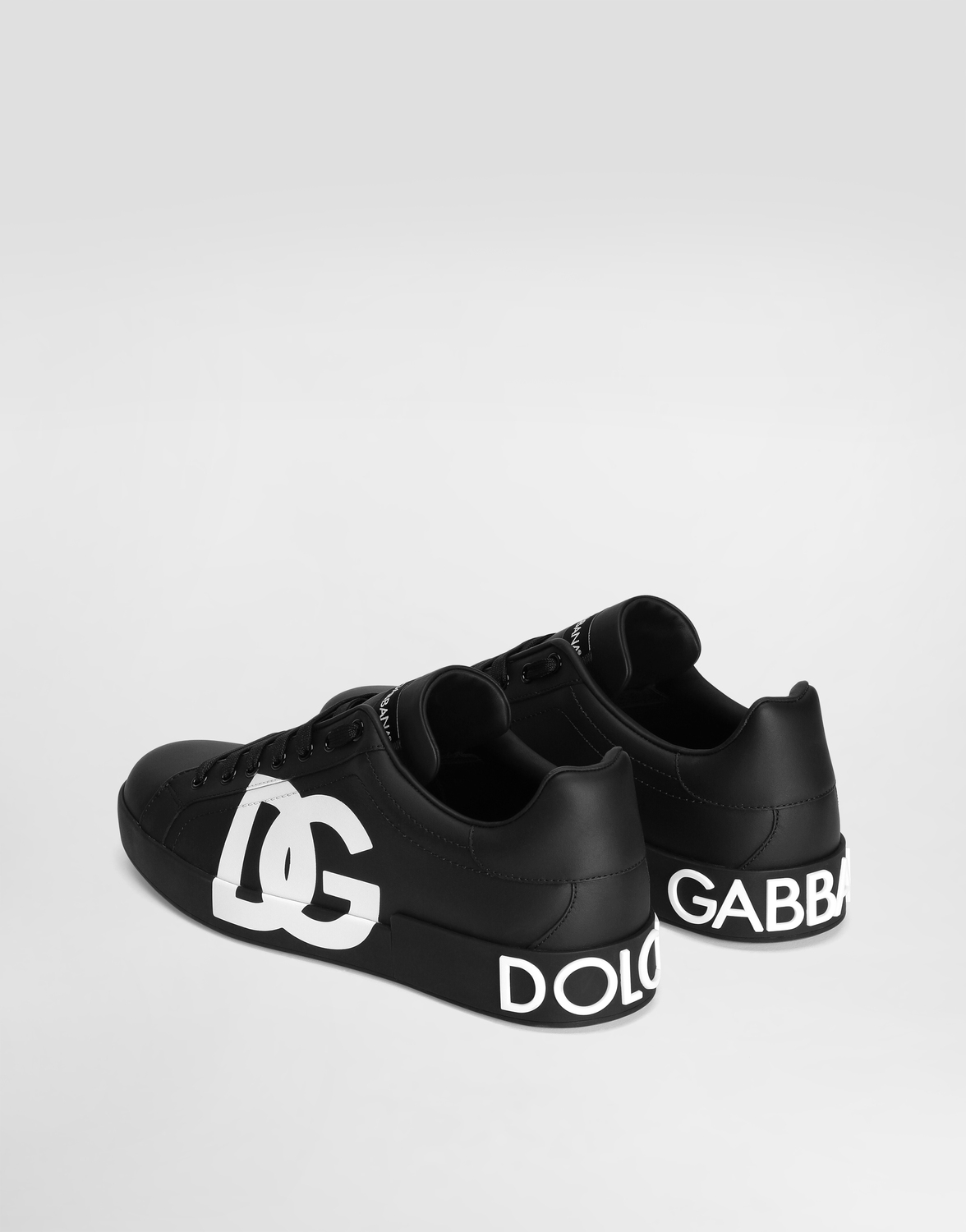 Кожаные кроссовки portofino из наппы с принтом логотипа dg Dolce & Gabbana, черный — фото 3