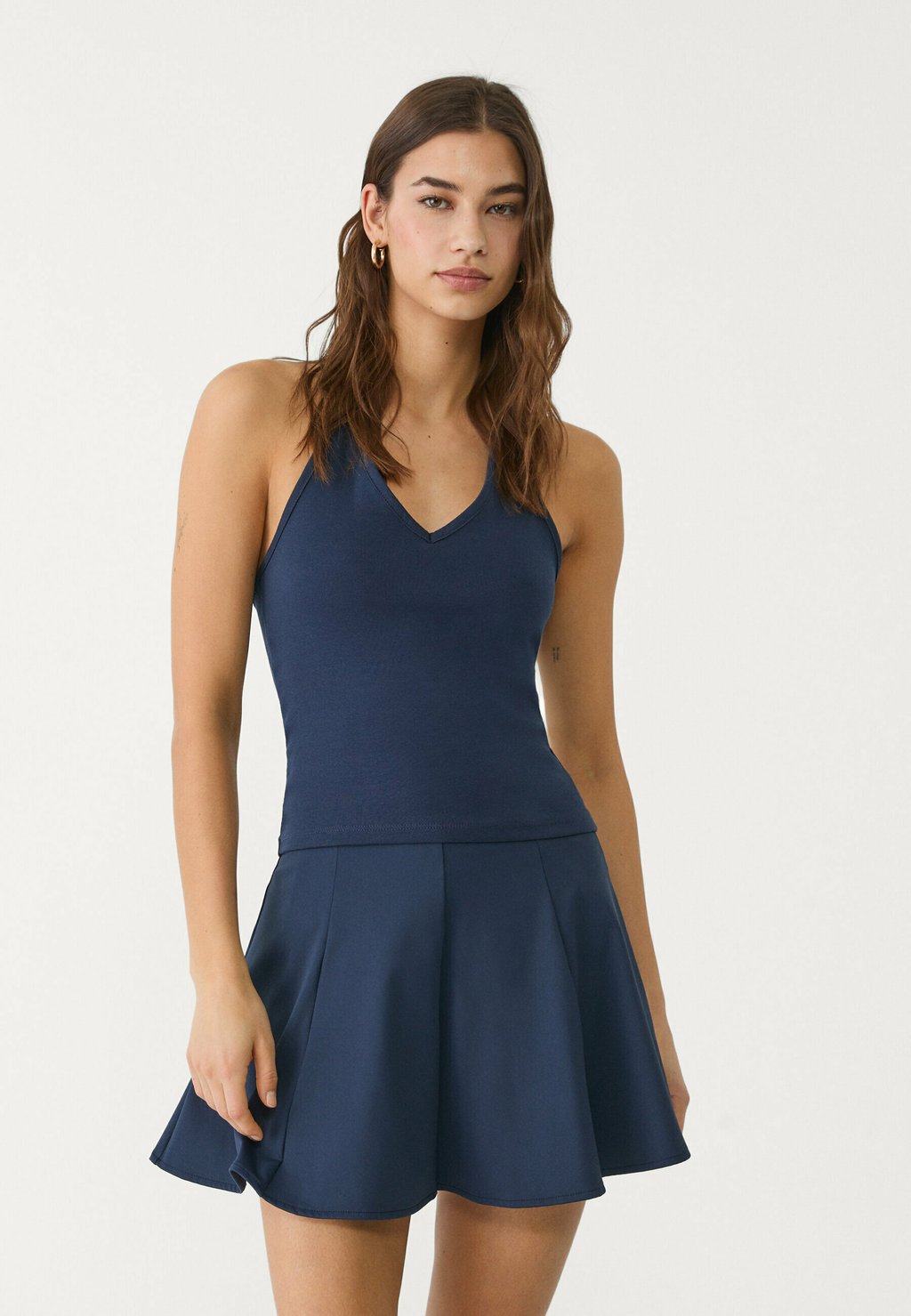 

Мини-юбка SKORT - A-line skirt Stradivarius, темно-синий