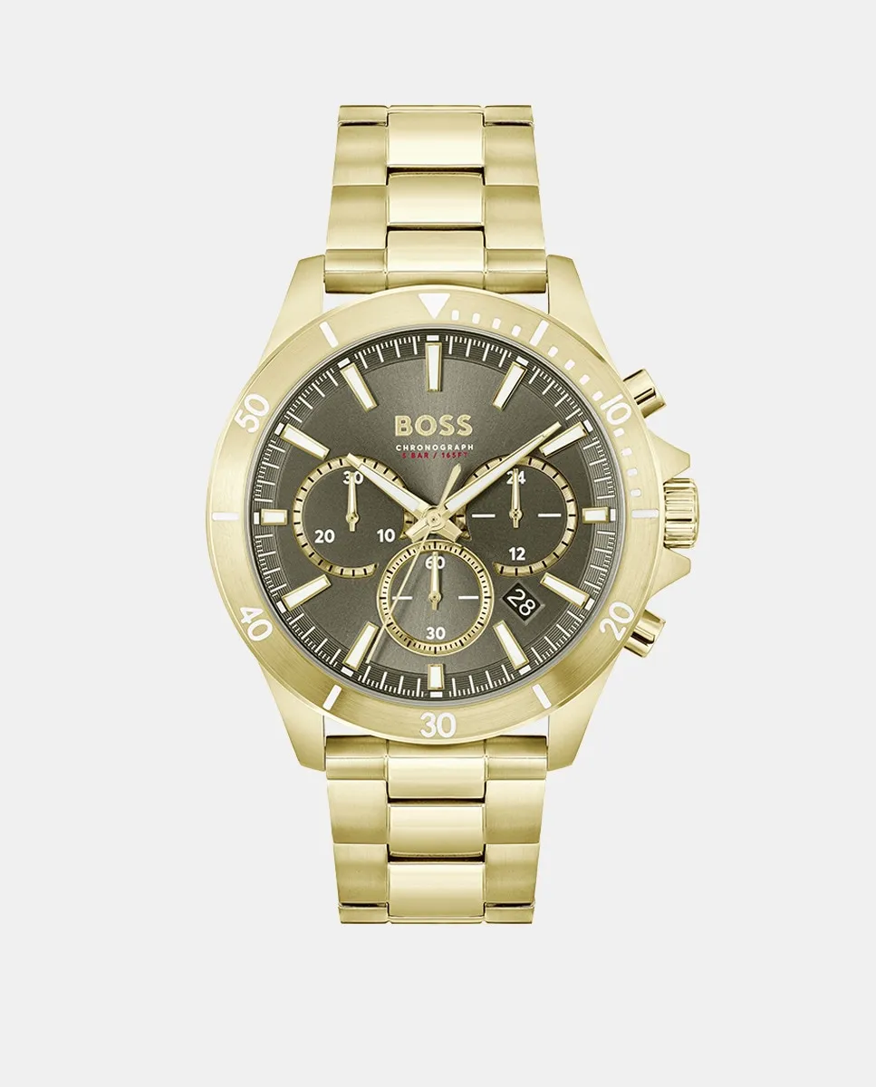 

Troper 1514059 мужские часы хронограф золото сталь Boss