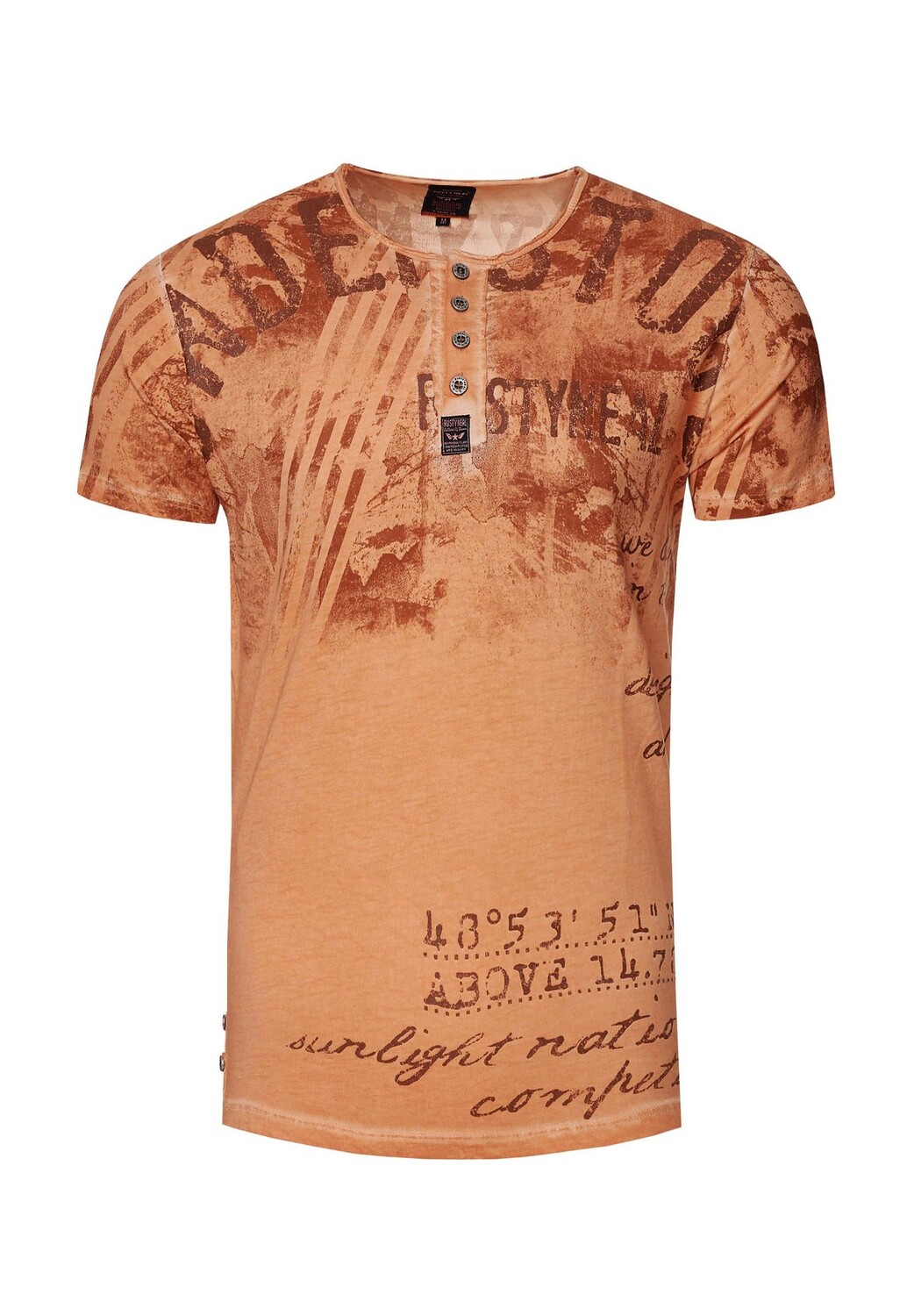 

Рубашка с круглым вырезом и короткой планкой на пуговицах RUSTY NEAL, цвет Camel