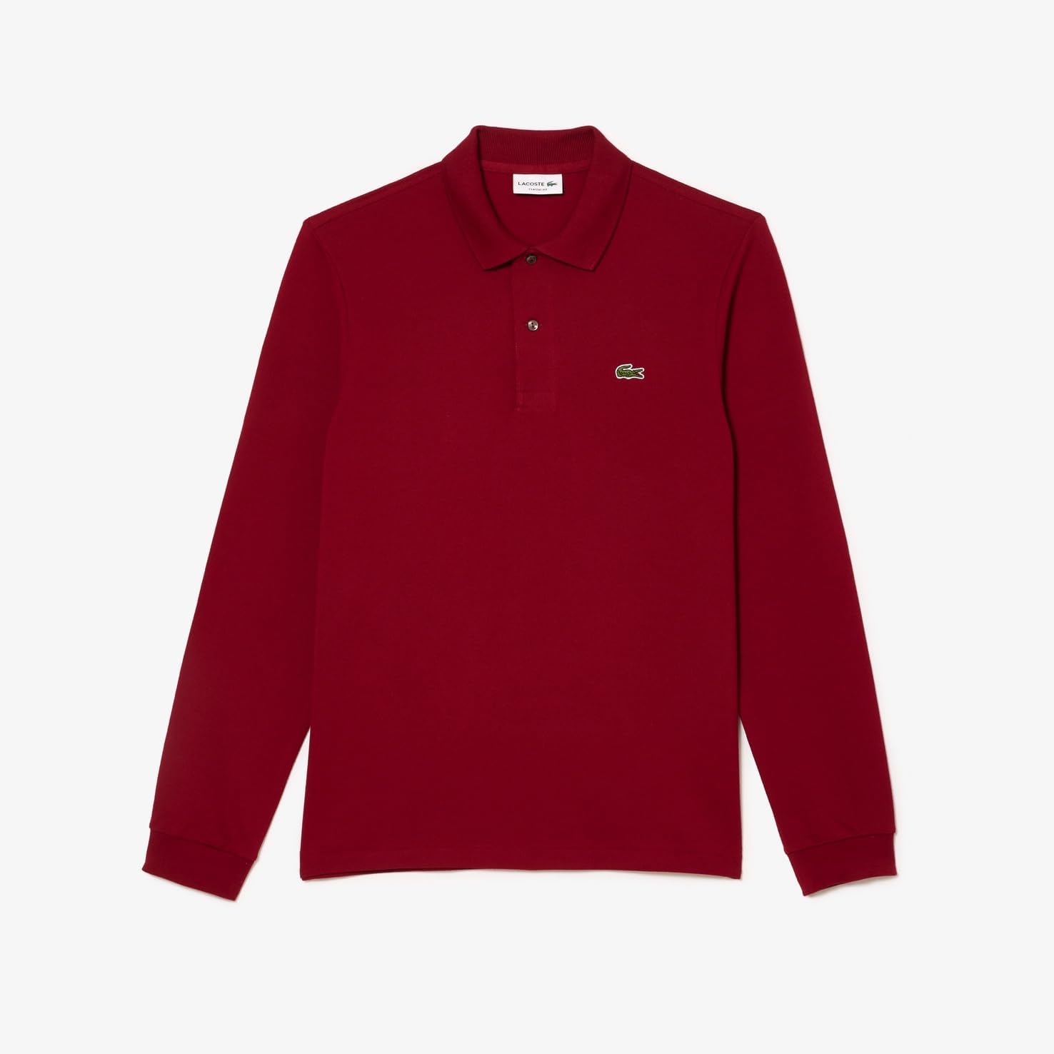 Официальная поло-рубашка Lacoste Original Fit с длинным рукавом, модель L1312, бордо — фото 2