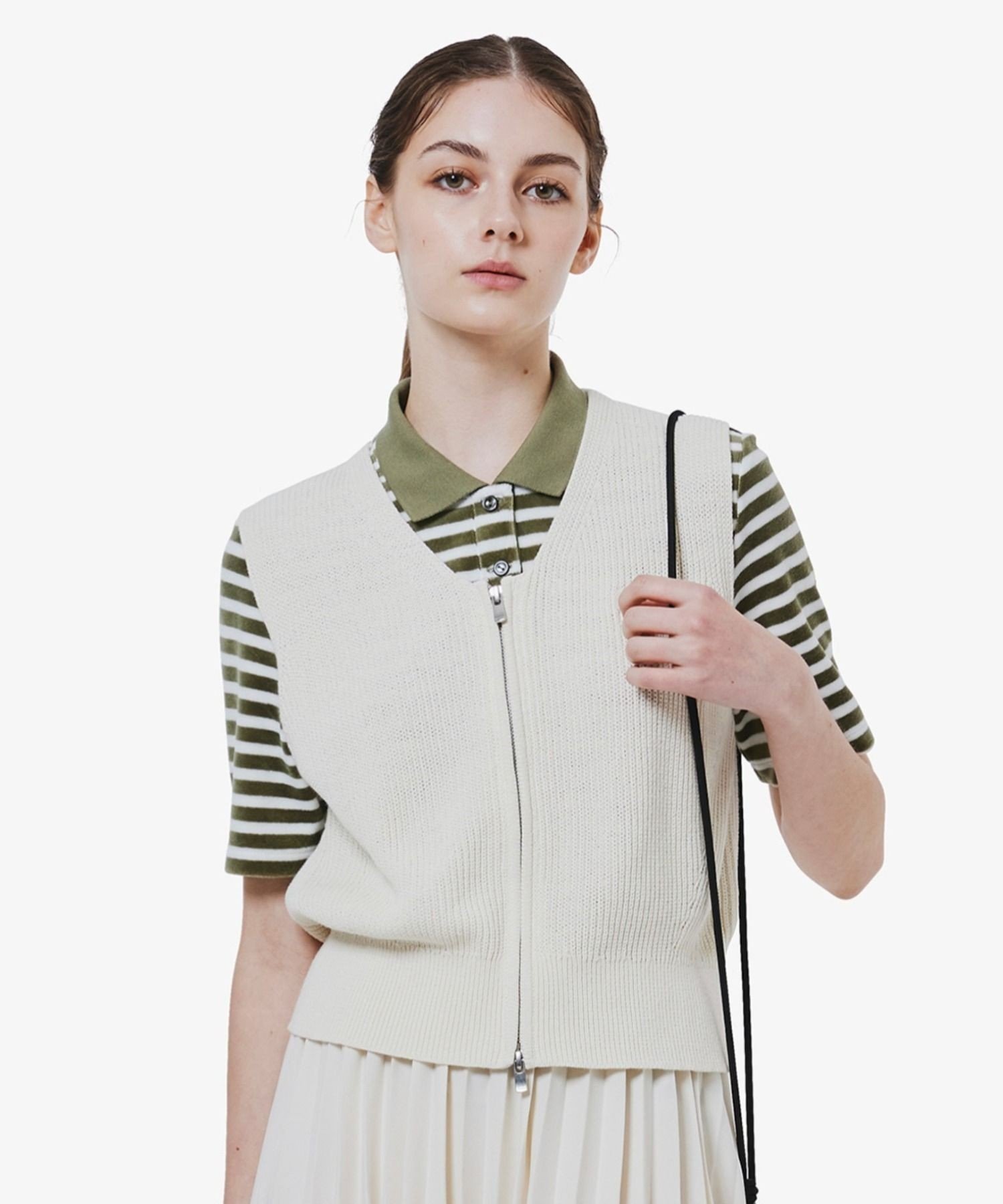 Жилет LACOSTE Off White на молнии