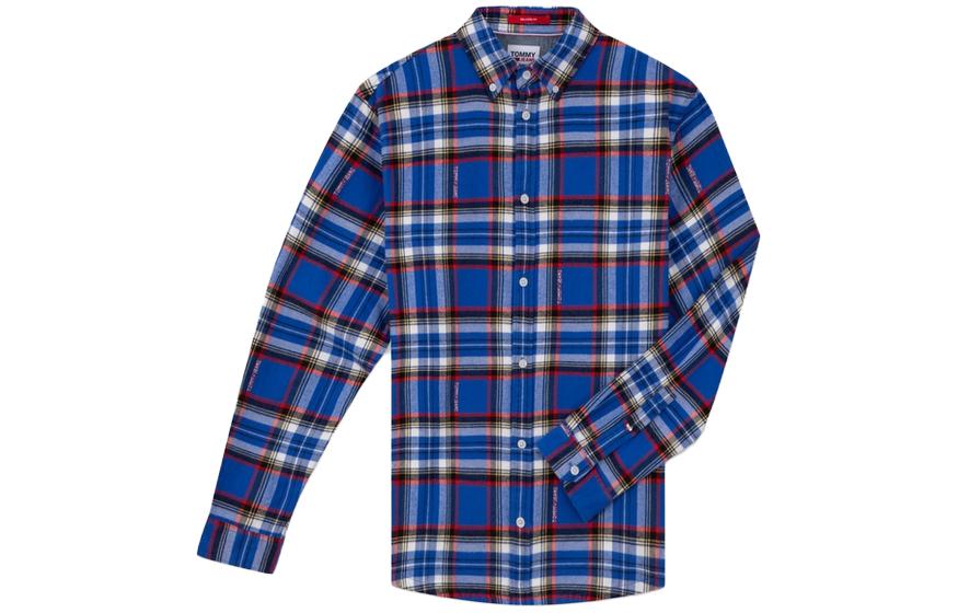 Tommy Hilfiger Рубашка с длинным рукавом мужская синяя белая клетка — фото 3