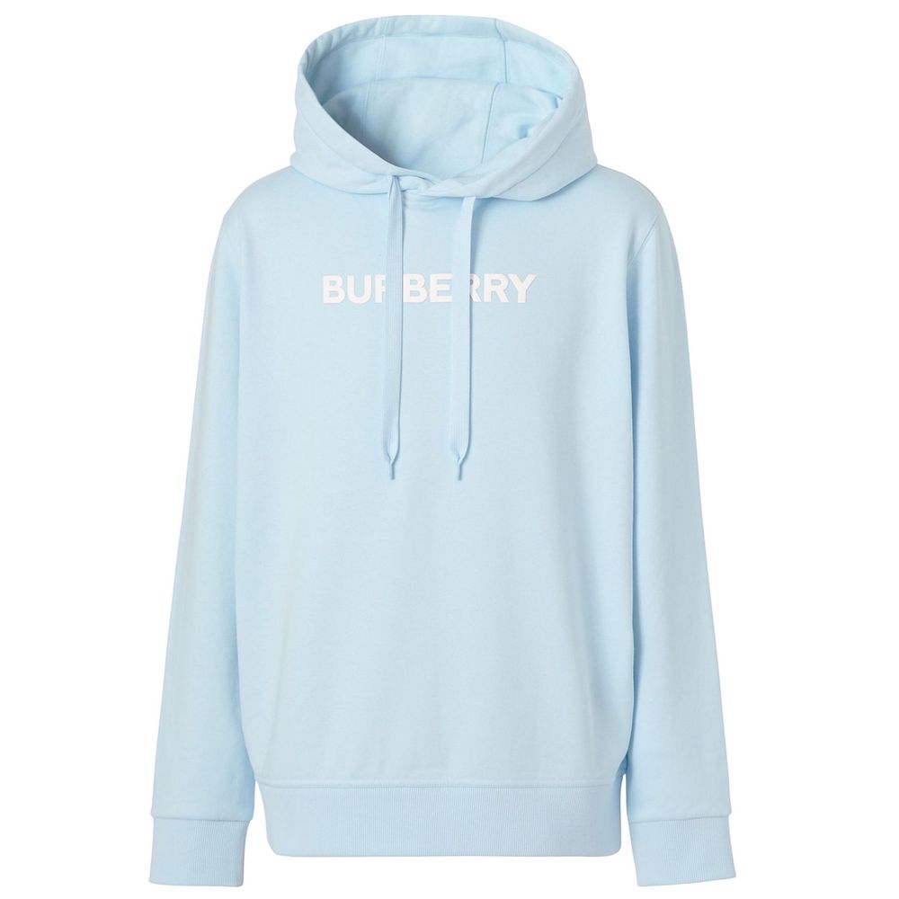 

Изящная светло-голубая хлопковая толстовка с гладкой отделкой Burberry