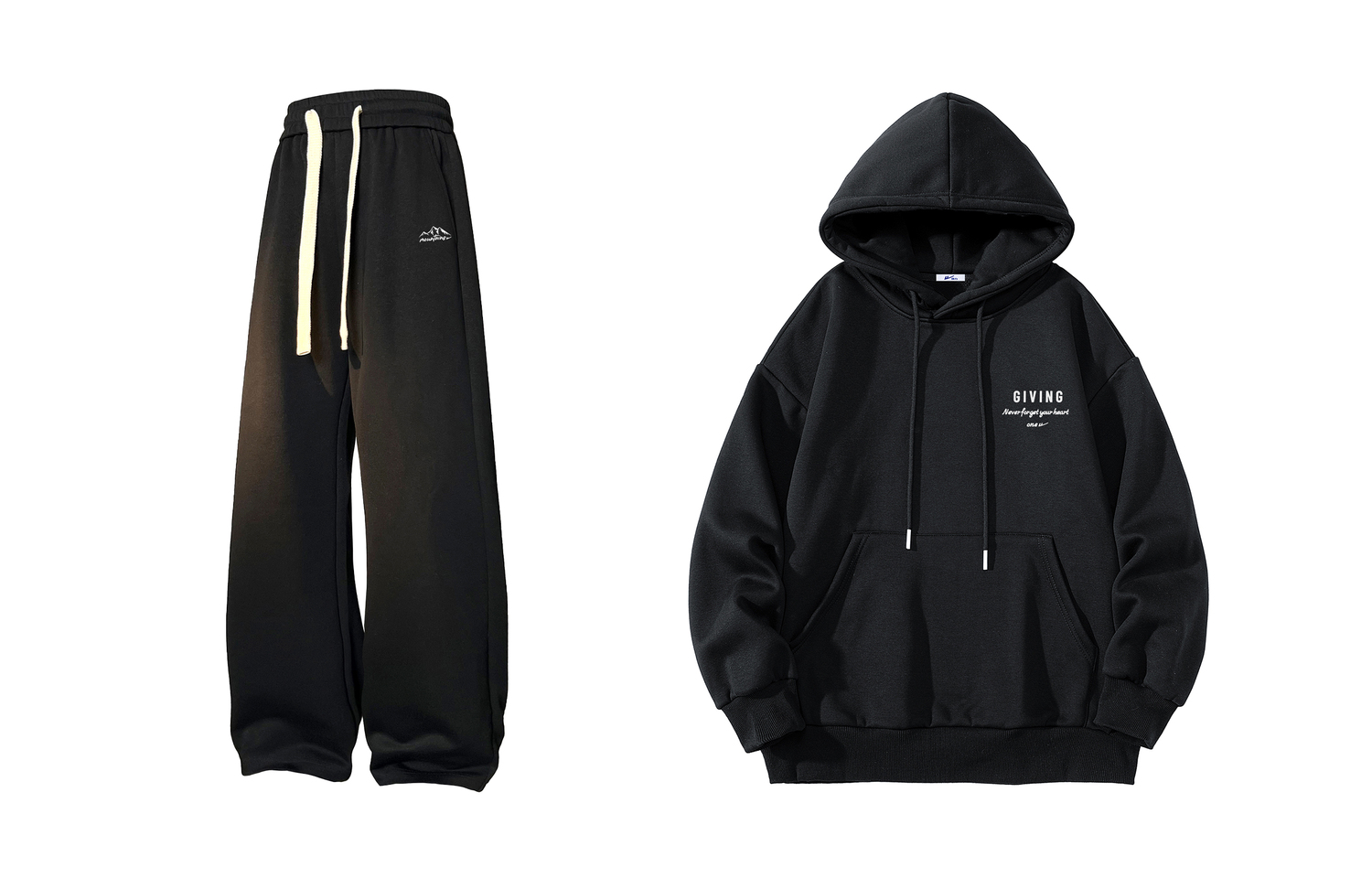 

Warrior Huichao Riding The Wind Collection Свитшотный комплект Унисекс, Абрикосовый топ + Черные брюки