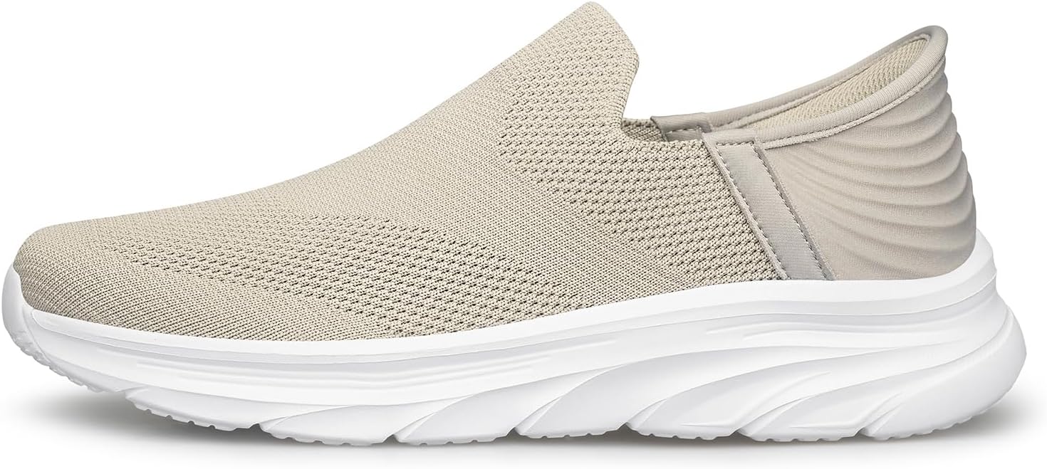 

Мужские слипоны BQQ легкие противоскользящие кроссовки для прогулок и тренировок, дышащие повседневные теннисные туфли, бежевый